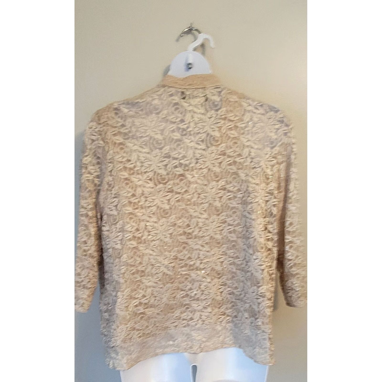 Alex Evenings VINTAGE 90s Alex Evenings Champagne Sparkle Lace 2 Pc Layered Top Jacket 3X Size XXL / US 16-18 / IT 52-54 - 3 Thumbnail