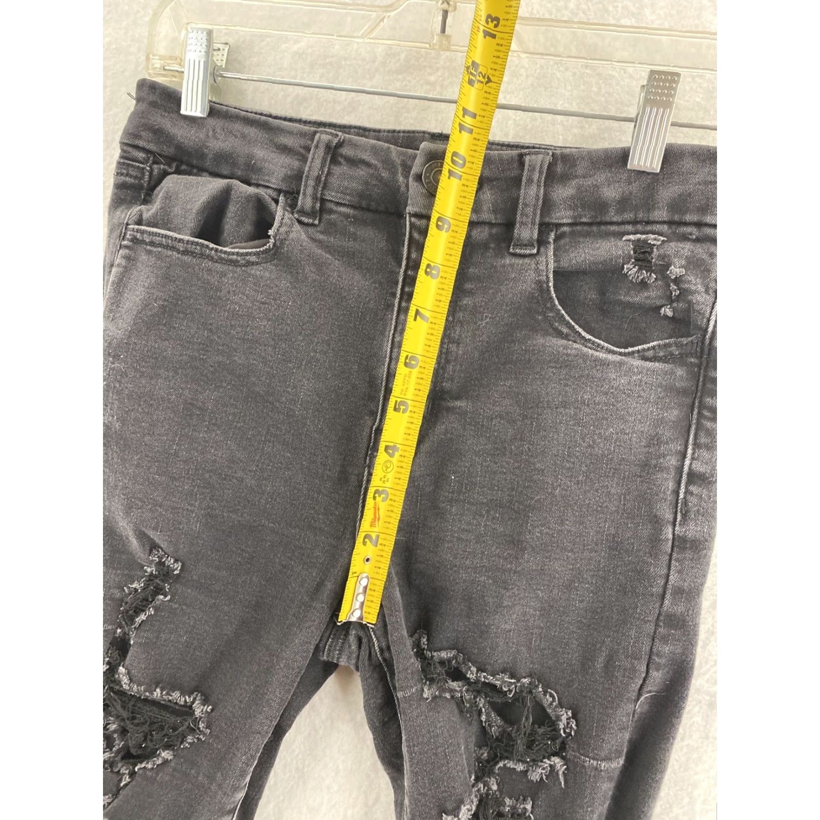 American Eagle Outfitters American Eagle Jeans Womens 8 Short Curvy Hi Rise Jegging Black Denim Distressed Size 30" / US 8 / IT 44 - 3 Thumbnail