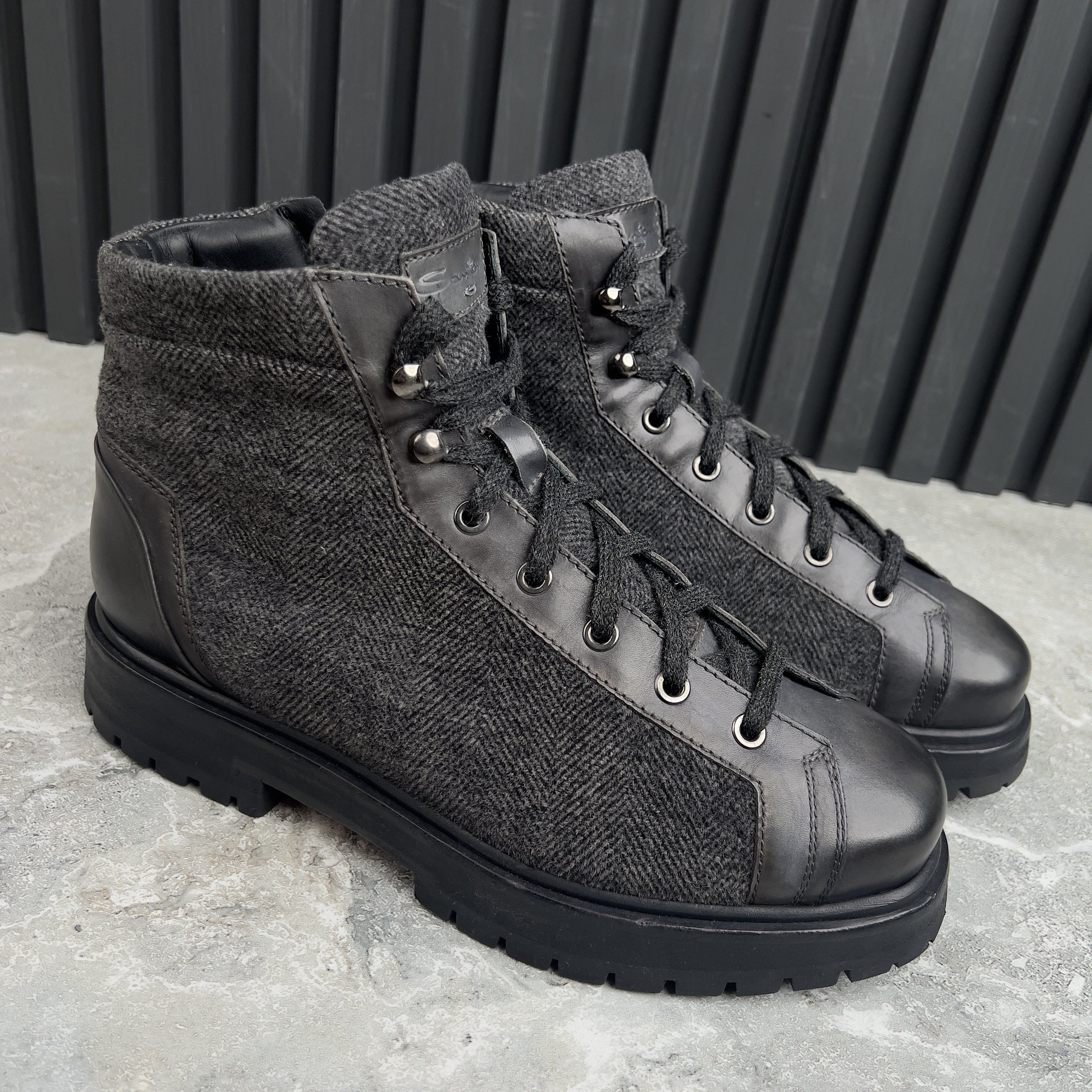 Santoni Anfibio Boots Wool Leather Lace-Up Hiking Boots Size US 8.5 / EU 41-42 - 5 Thumbnail