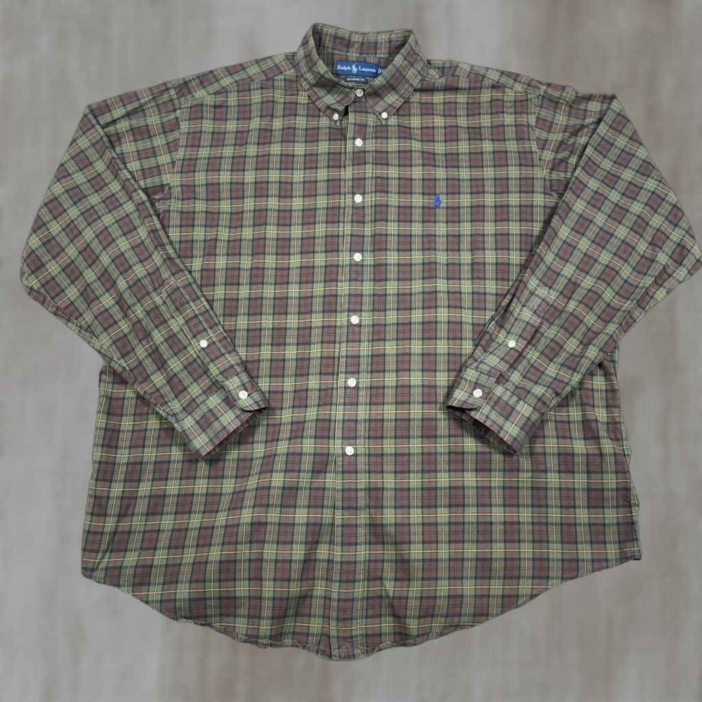Ralph Lauren Ralph Lauren Shirt Men XL Olive Green Plaid Classic Fit Button Up Pony Colorful, Preppy, Modern Mens XXL? Size US XL / EU 56 / 4 - 1 Thumbnail