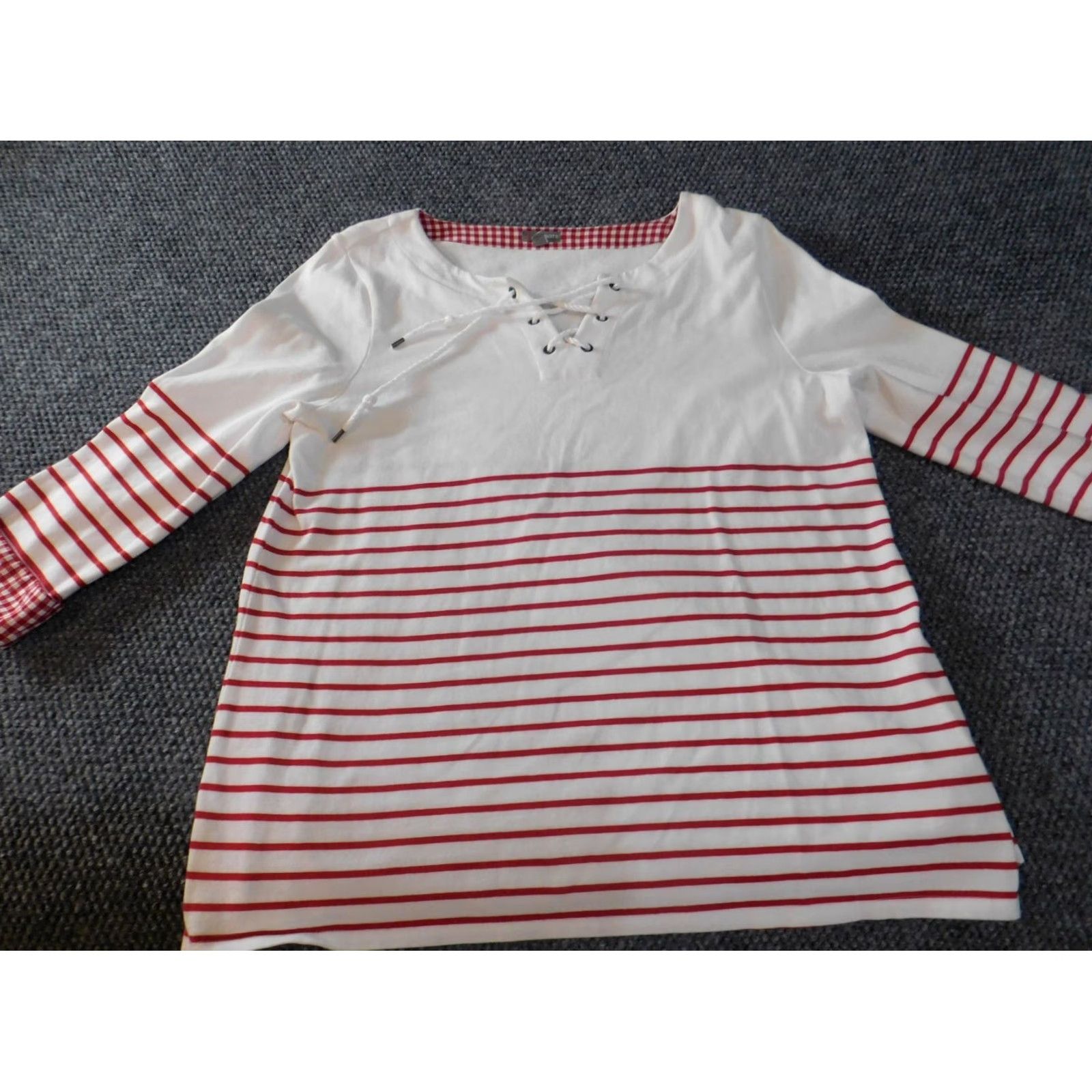 Talbots Talbots Womens Sweater L Red Plaid Knit Crew Neck Pullover Casual Regular Cotton Button Open Vintage: No Size L / US 10 / IT 46 - 4 Thumbnail