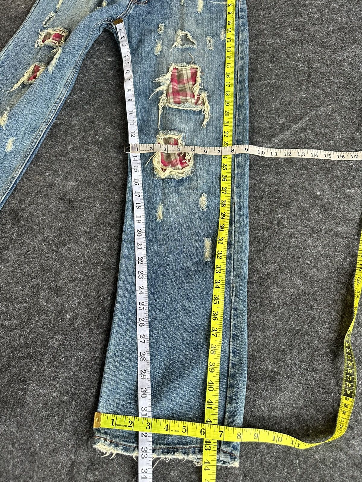Beauty Beast Vintage Nylaus Japan Patchwork Thrashed Denim 30x33 D331 Size US 30 / EU 46 - 9 Thumbnail