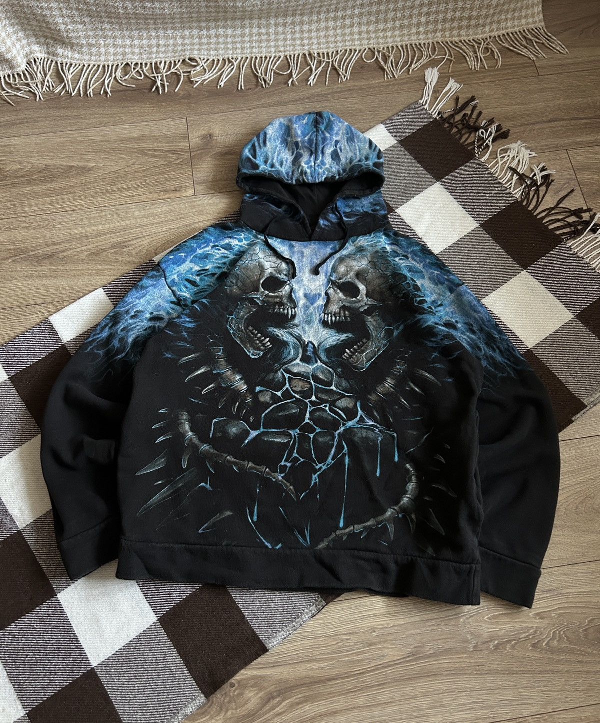 Vintage Vintage Spiral Y2k Full print skeleton mma style hoodies Size US XL / EU 56 / 4 - 1 Thumbnail