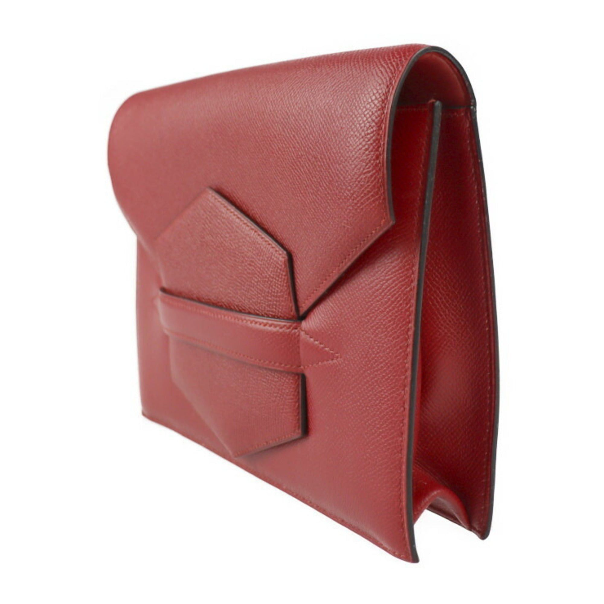 image of Hermes Faco Clutch Bag Couchbel Red Series Second 〇T Engraved in Black, Women's