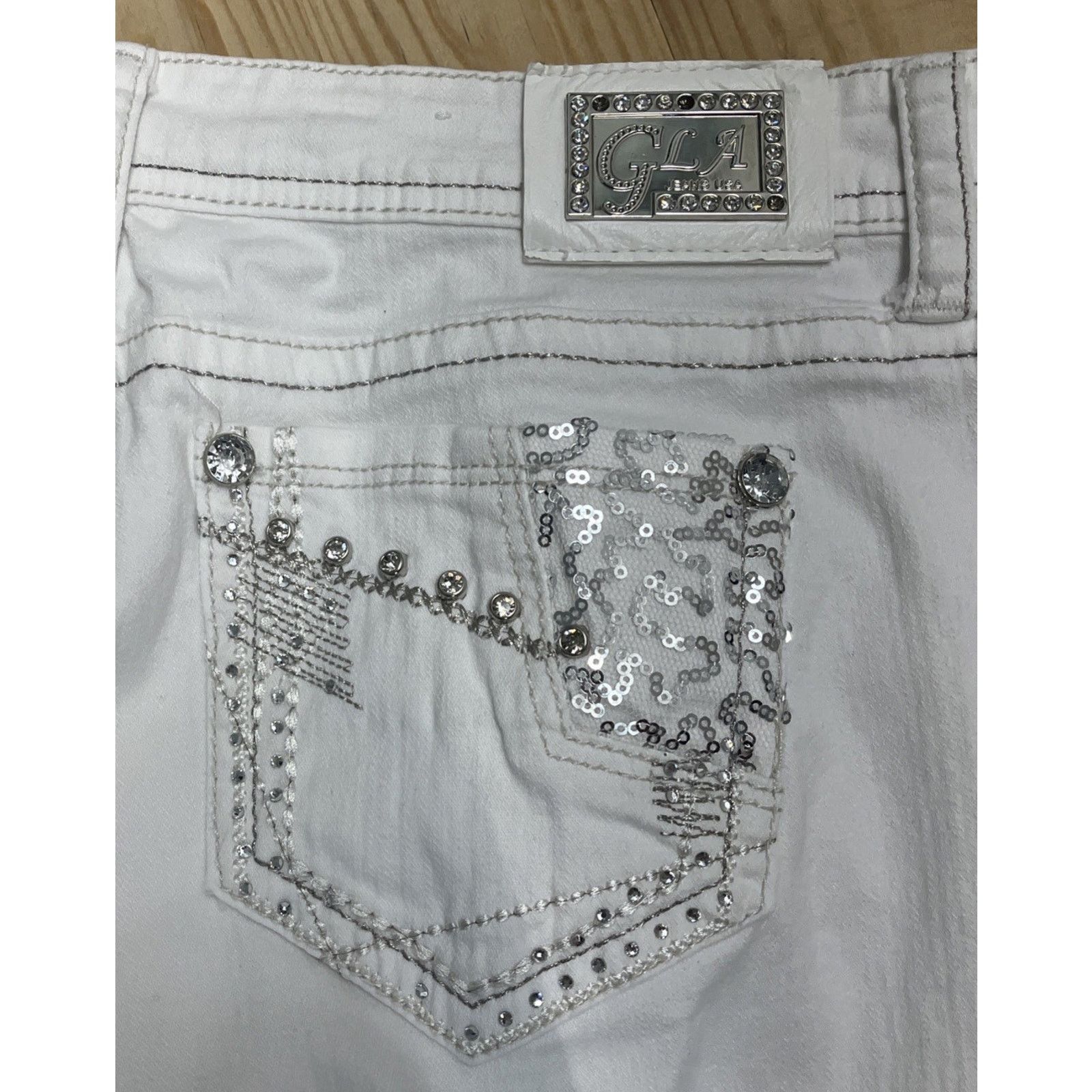 Grace in LA GRACE In LA-Straight Jeans Rhinestones Women's Sz 13 Size 36" / US 14 / IT 50 - 3 Thumbnail