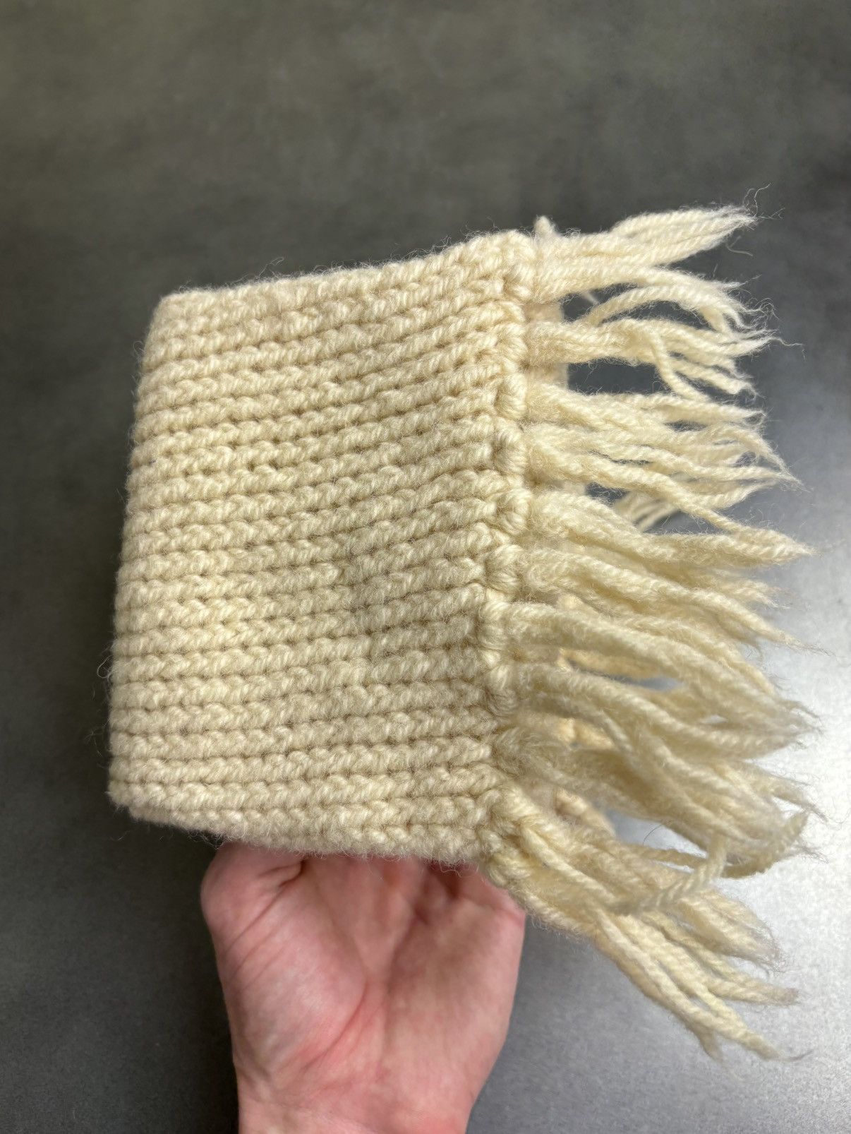 Aran Isles Knitwear × Vintage Vintage Scarf Cream Cable Knit Wool Acrylic Handknit 70s 80s Size ONE SIZE - 6 Thumbnail