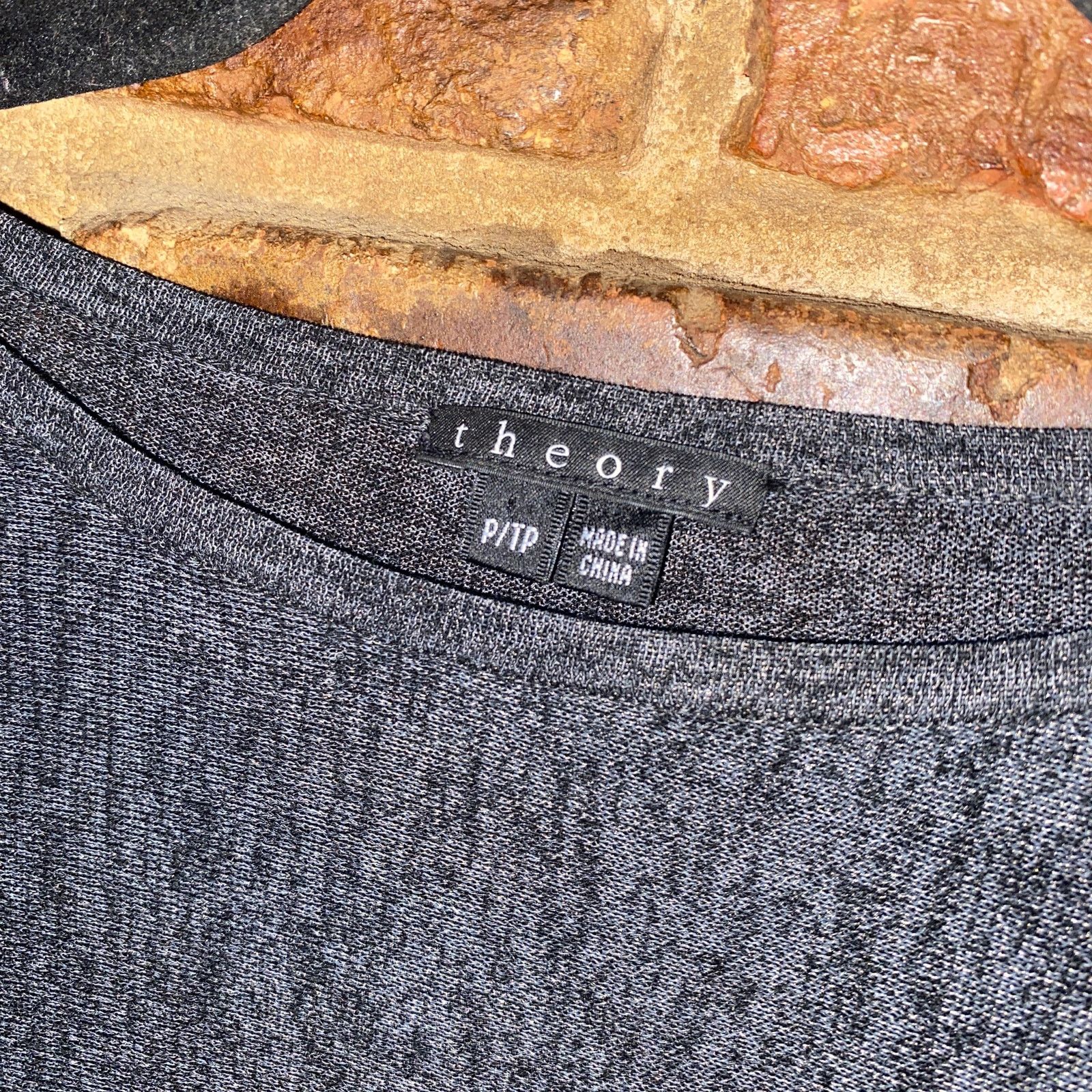 Theory Theory Gray Black Draped Calvana Galaxy Sheer Top P XS Size XS / US 0-2 / IT 36-38 - 4 Thumbnail