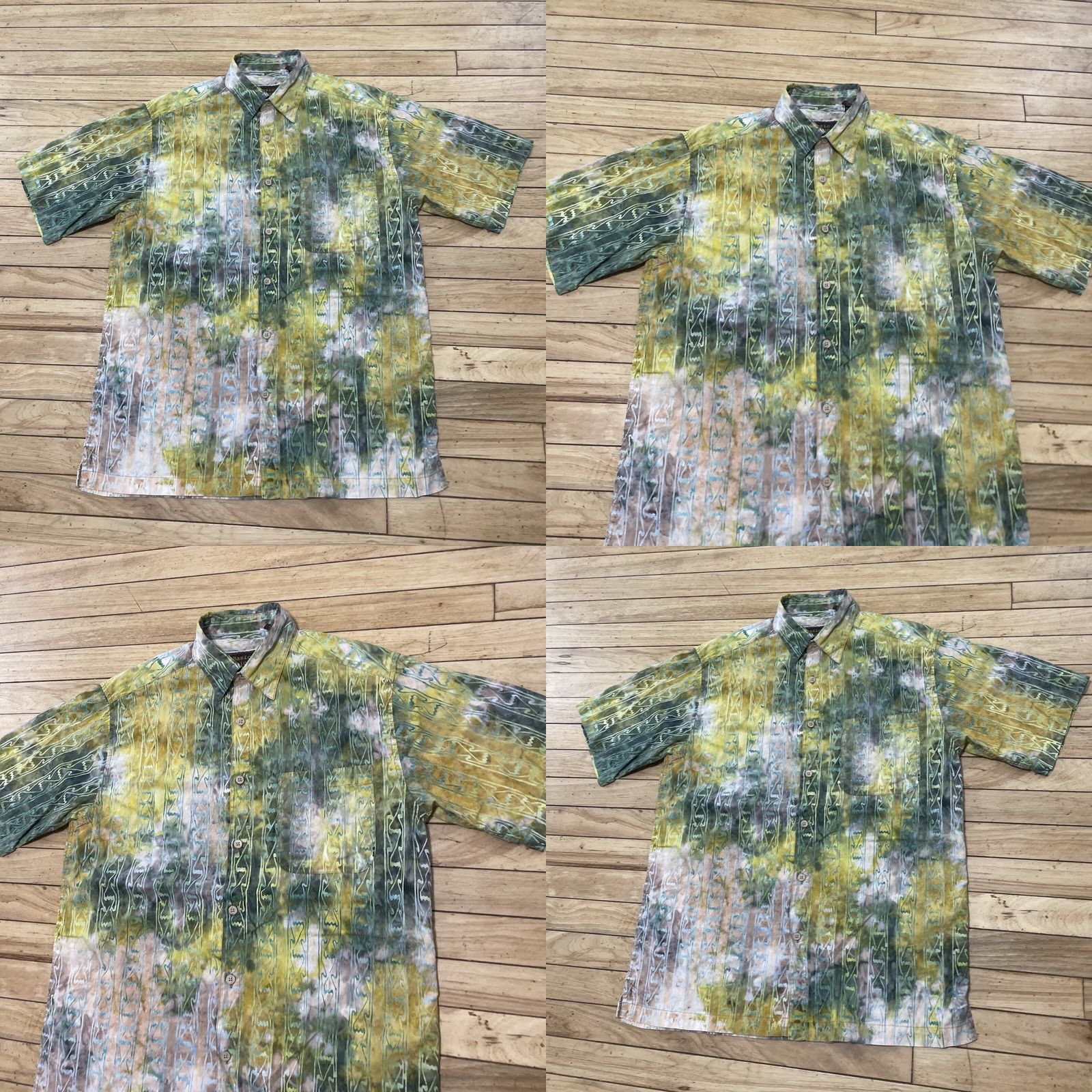 Pinko Basic Options Abstract Button Shirt Men M Green Pink Y2k Geometric Splotch Print Shirt Size US M / EU 48-50 / 2 - 9 Thumbnail