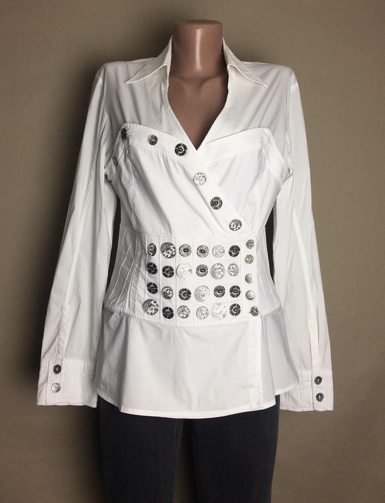 Other Save the Queen Cotton Metal Buttons Womens Blouse Shirt L Size L / US 10 / IT 46 - 1 Thumbnail