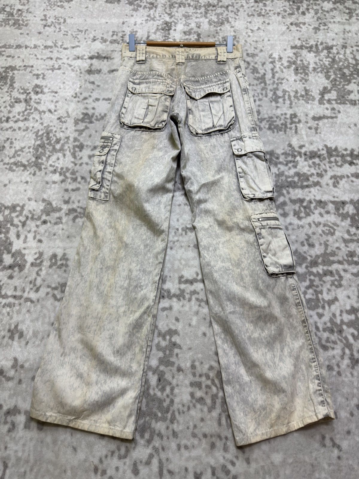 Morgan Homme Y2k Morgan Homme Grey Acid Wash Cargo Sun Faded Denim Size US 28 / EU 44 - 1 Thumbnail