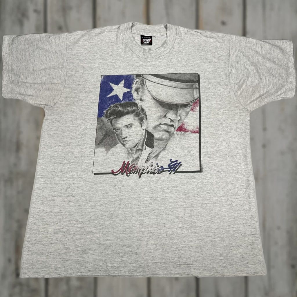 Vintage Vintage Elvis Graphic Shirt XL - USA - Single Stitch Cotton Tee - Costume Size US XL / EU 56 / 4 - 1 Thumbnail