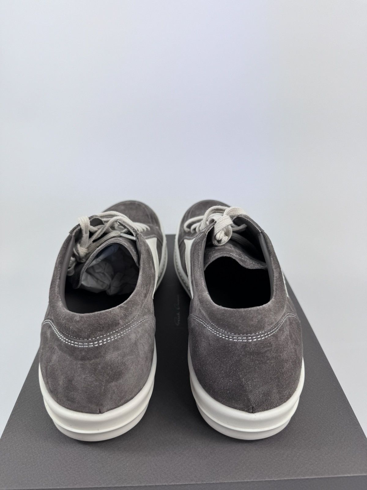 Rick Owens DUST MILK SUEDE VINTAGE SNEAKERS Size US 12 / EU 45 - 4 Thumbnail