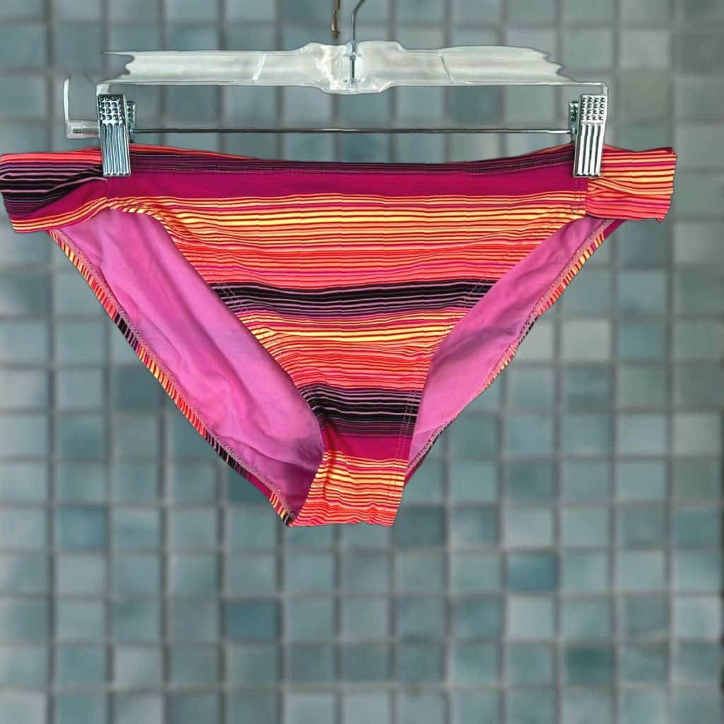 Vintage MUDD New Womens Stripe Hipster Swim Bottom Bikini Orange XL Size Small Length: 0 Size 40" / US 18 - 1 Thumbnail