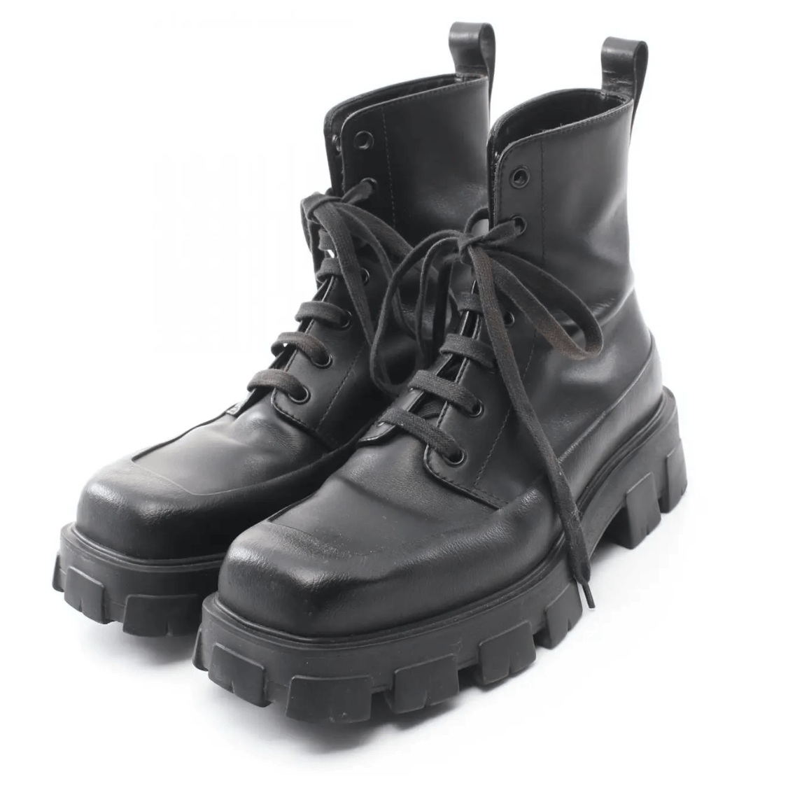 Prada Prada Men Monolith Lug Sole Leather Combat Black 2TG207 7.5 Size US 7.5 / EU 40-41 - 2 Thumbnail
