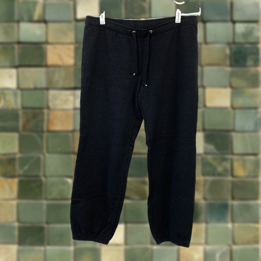Vintage Lady Foot Locker Women Black Fleece Jogger Sweatpants Drawstring Waist L Size 36" / US 14 / IT 50 - 1 Thumbnail