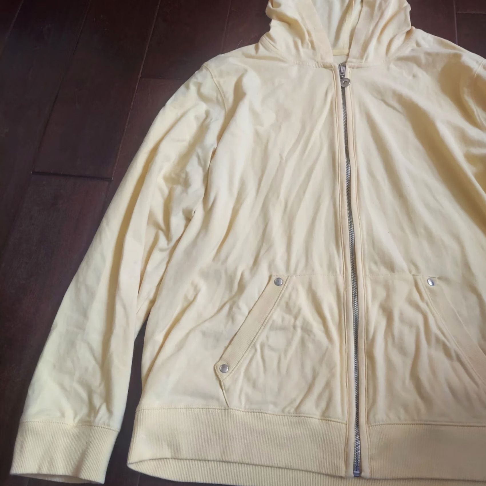 Vintage Style&co. Women's Yellow Full Zip Hooded Pockets Jacket Shirt Size L / US 10 / IT 46 - 2 Thumbnail