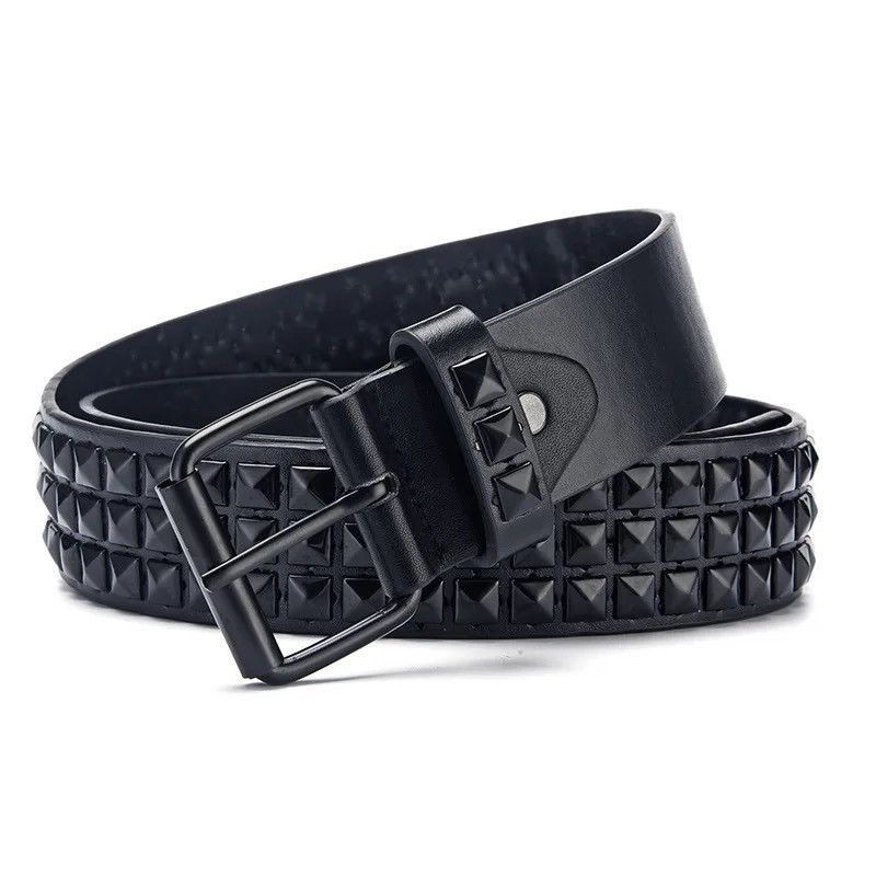 Leather All Black Leather Rivet Belt Size ONE SIZE - 3 Thumbnail
