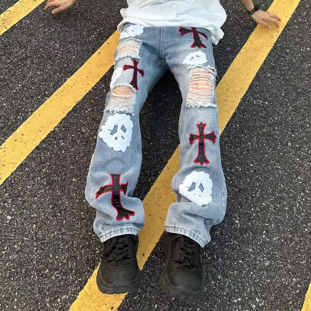 Japanese Brand × Vintage Newly High Street Wear Men's Jeans Ripped Loose Casual Denim Size US 32 / EU 48 - 5 Thumbnail