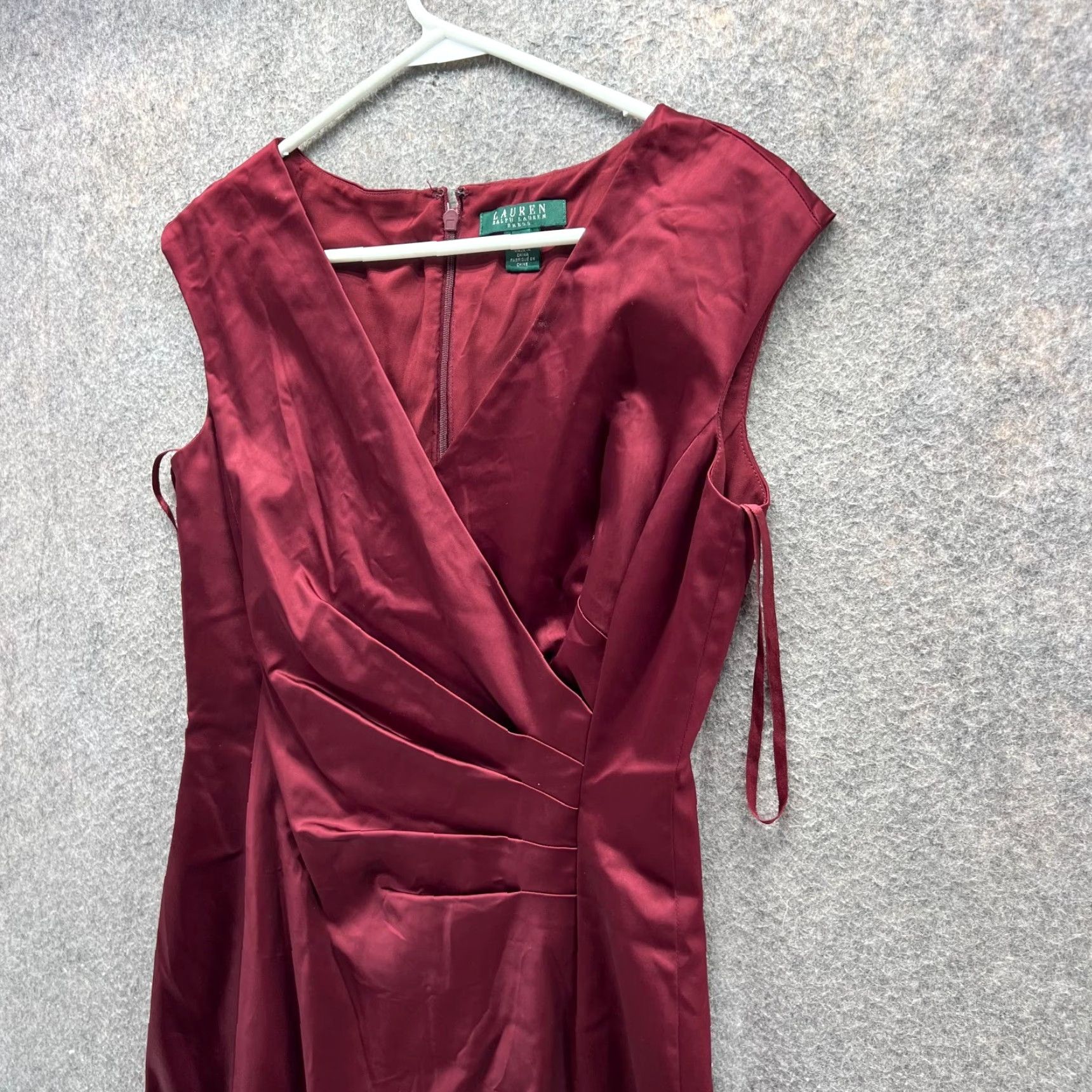 Ralph Lauren VINTAGE? (No) Lauren Ralph Lauren Dress Women 6 Red Wine Satin Pencil Shift Cocktail Party Size M / US 6-8 / IT 42-44 - 5 Thumbnail