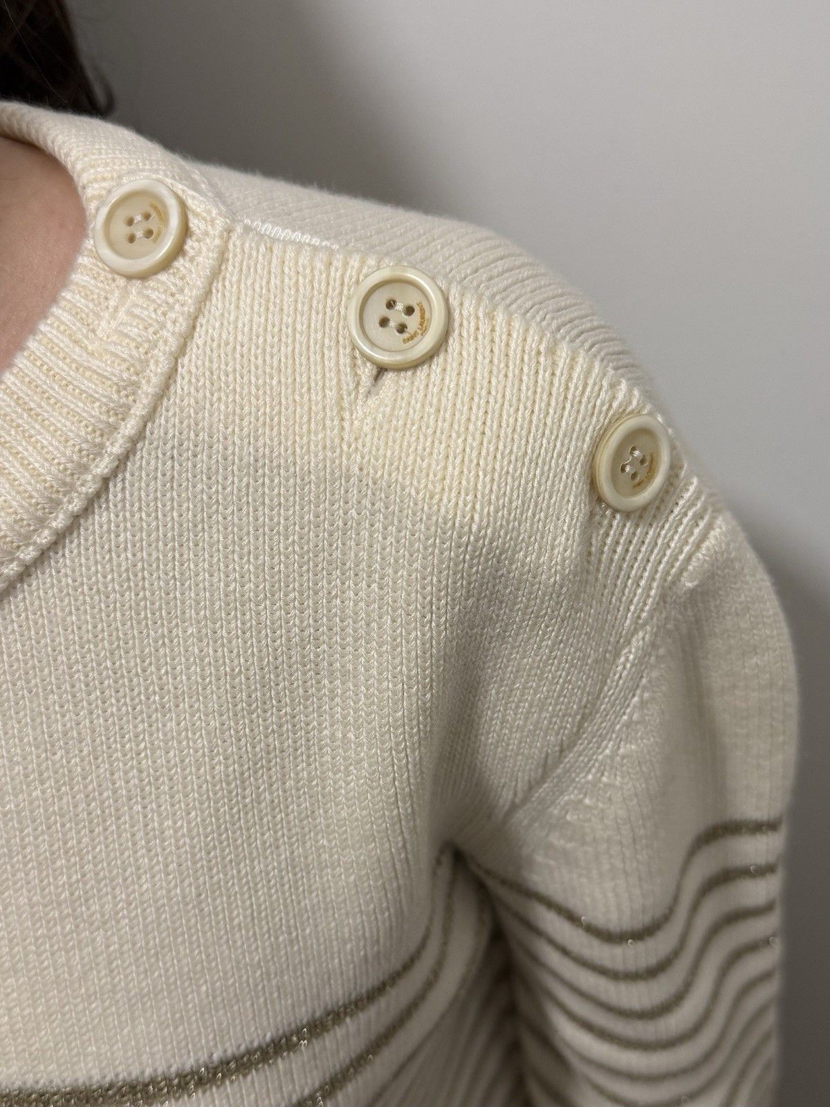Saint Laurent Paris DDP Saint Laurent Lurex Gold Stripped Knit Sweater Size M / US 6-8 / IT 42-44 - 6 Thumbnail