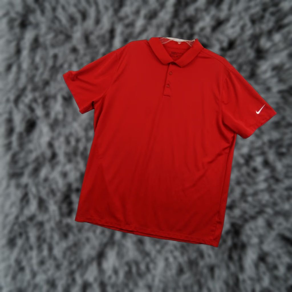 Nike Nike Golf Polo Shirt XL Men Red Short Sleeve Dri-Fit Swoosh Logo Shirt, Logo, Striped, Breathable, Moisture Wicking, 100% Polyester, Vintage: No Size US XL / EU 56 / 4 - 1 Thumbnail