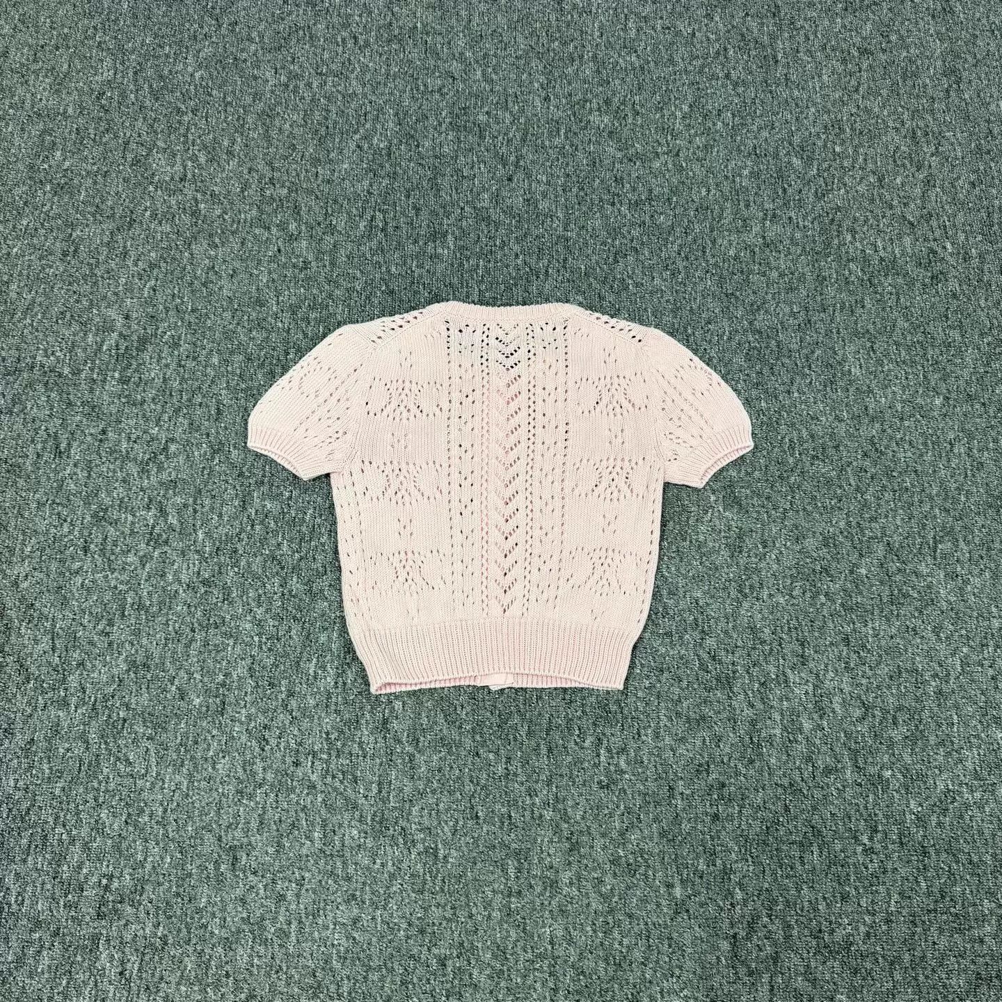 Celine Celine Pink Triomphe Cutout Short Knit Cardigan Women's XS Size XS / US 0-2 / IT 36-38 - 2 Thumbnail