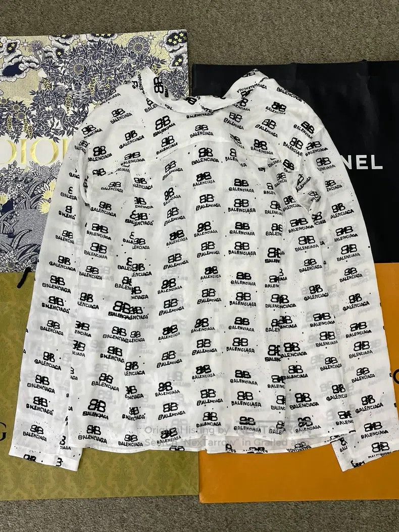 Balenciaga Balenciaga Black and White Full Logo Silk Tie Waist Long S Size XXS / US 00 / IT 34 - 3 Thumbnail