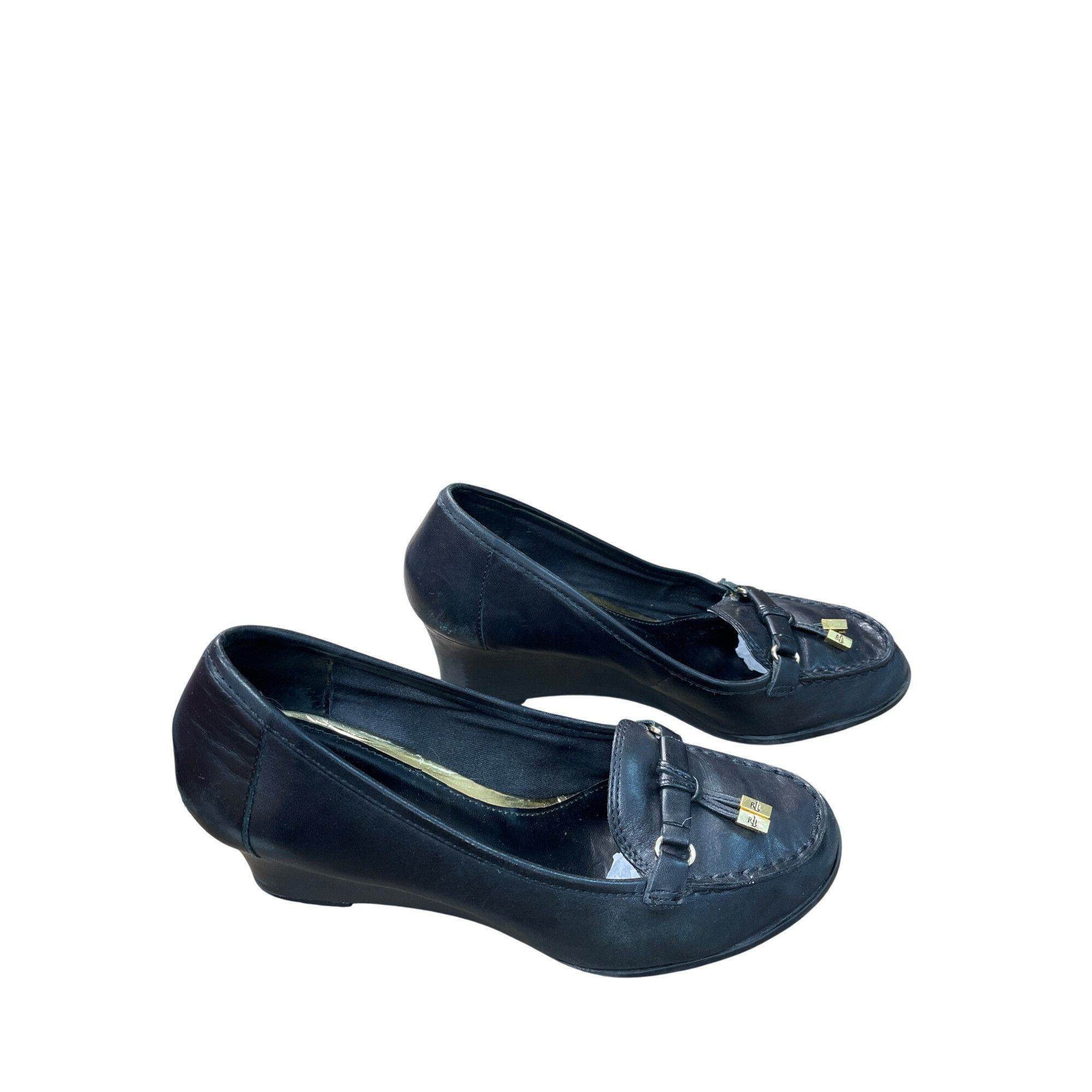 Ralph Lauren Ralph Lauren Lauren Womens Black Leather Wedge Heels Size 7. Size US 7.5 / IT 37.5 - 4 Thumbnail