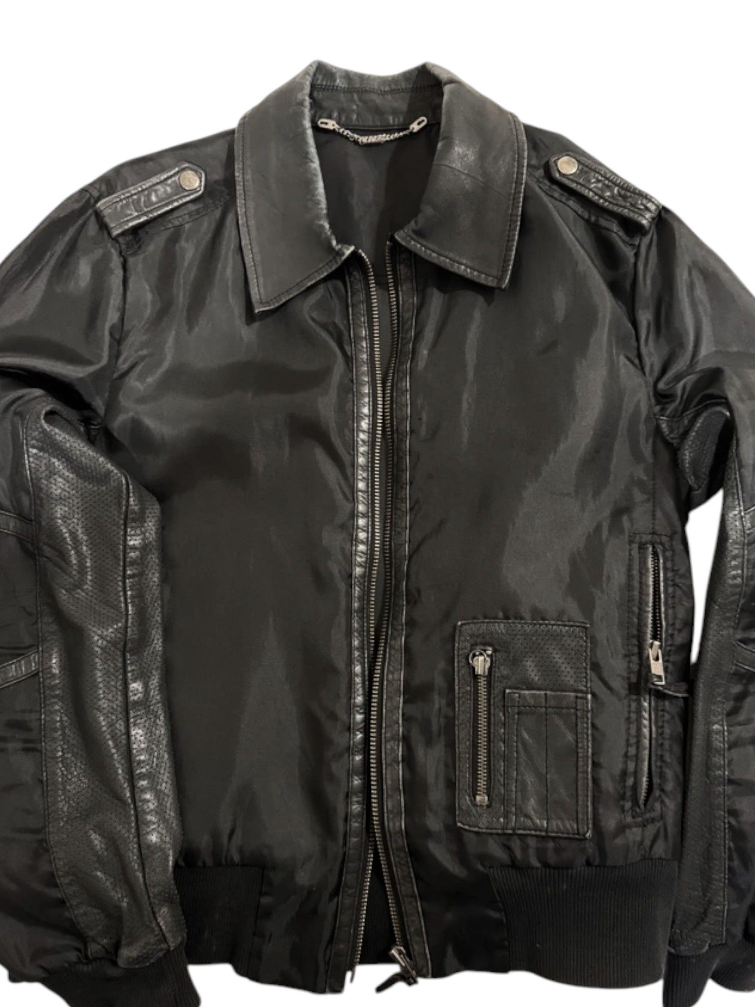 Dirk Bikkembergs Dirk Bikkembergs Black Bomber Jacket with Leather Paneling Size US L / EU 52-54 / 3 - 1 Thumbnail