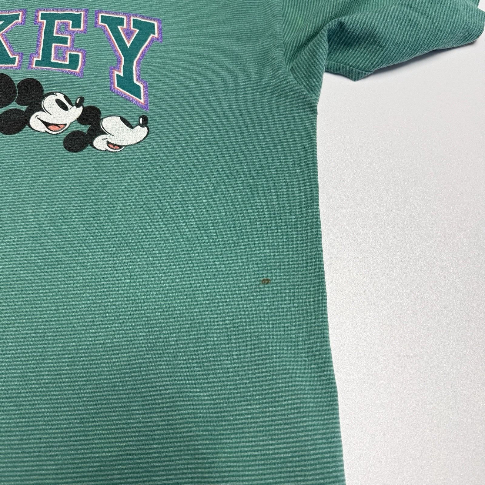 Vintage Vintage 90s Mickey Mouse T Shirt Green Short Sleeve Striped Size US XL / EU 56 / 4 - 7 Thumbnail