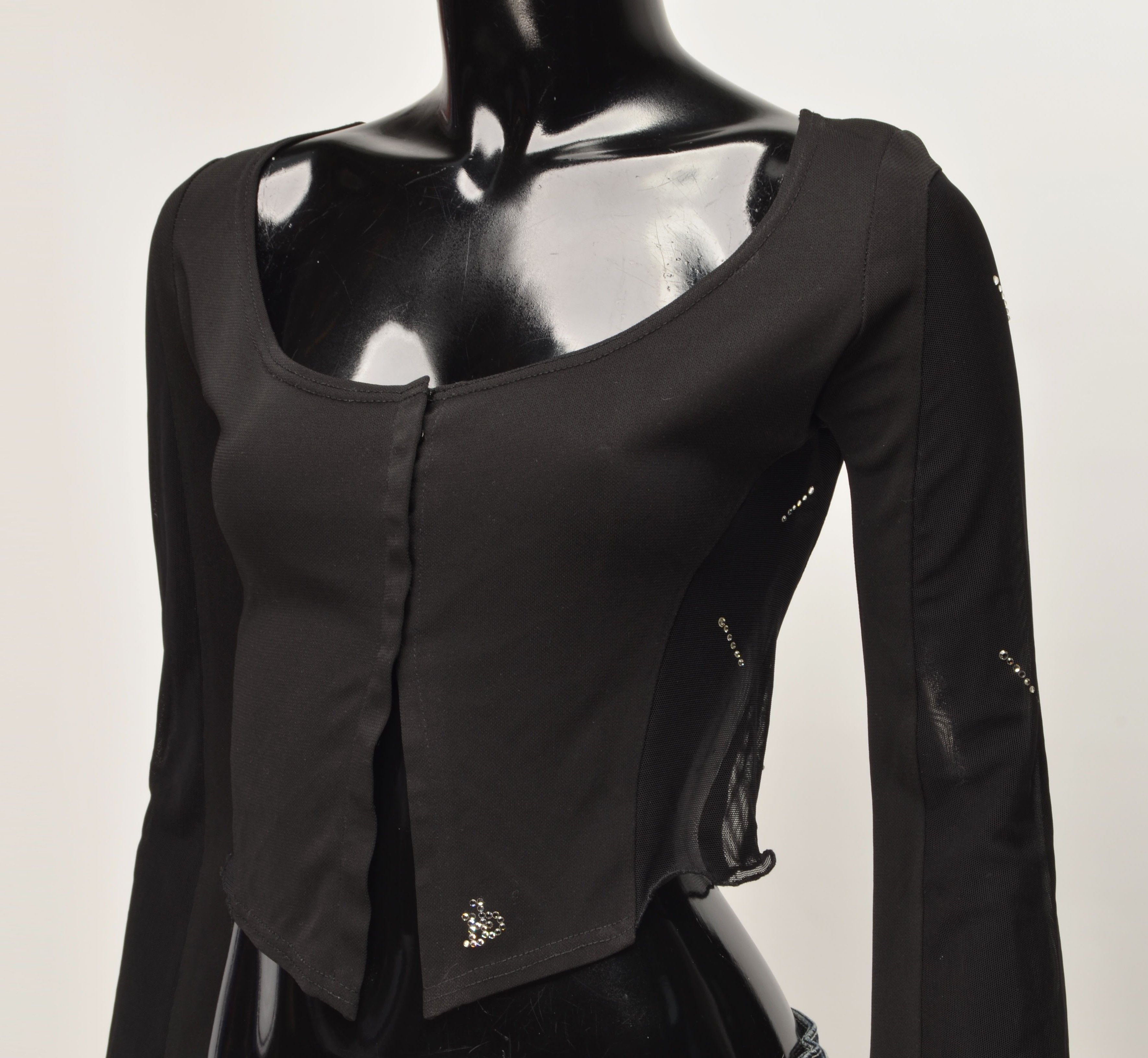 Vintage Vintage Roccobarocco Y2K Mesh Whimsigoth Cropped Top Size S / US 4 / IT 40 - 2 Thumbnail