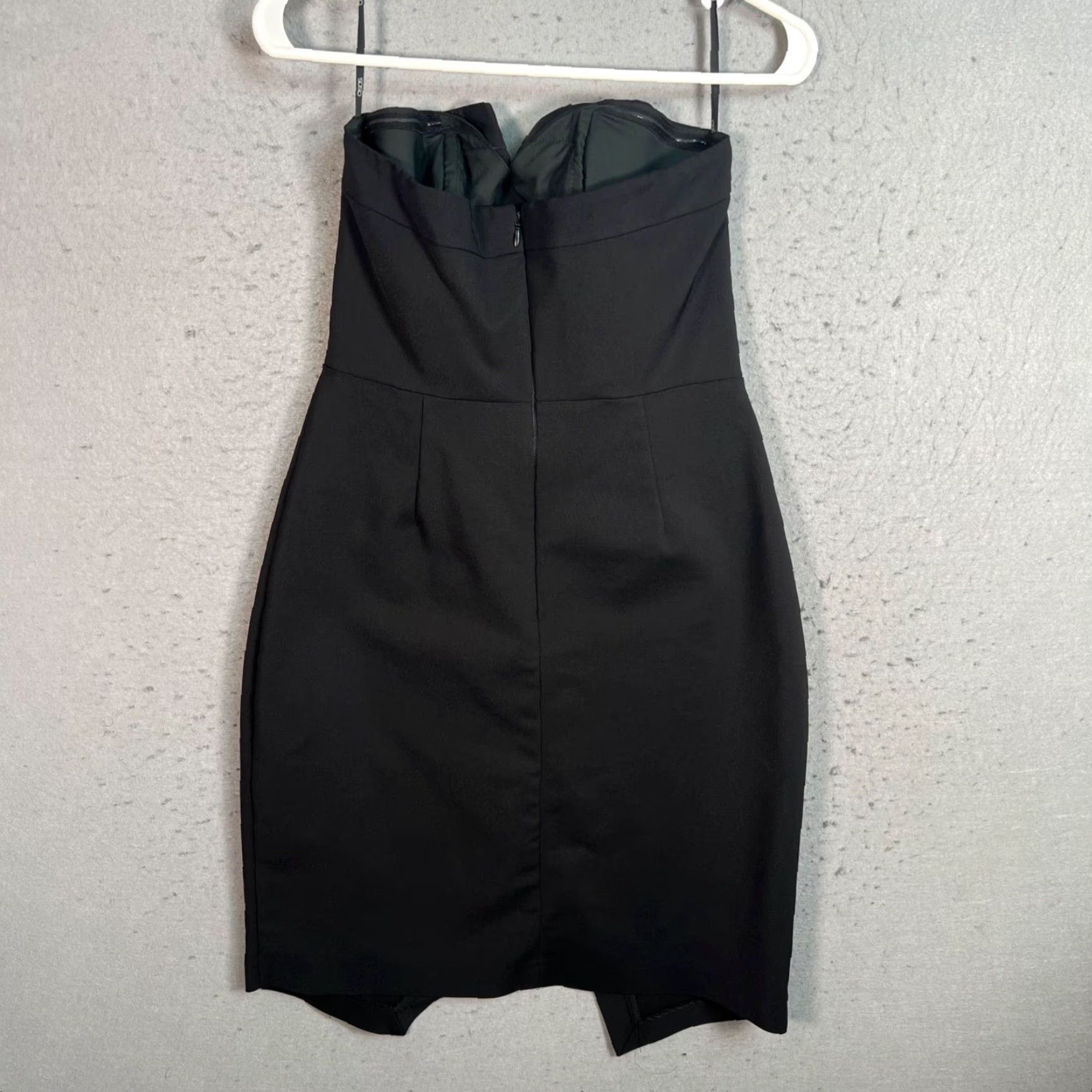 Asos ASOS Womens 6 Black Strapless Sweetheart Neckline Wrap Front Dress Size 6 Bodycon Cotton Blend Short Dress Size M / US 6-8 / IT 42-44 - 2 Thumbnail
