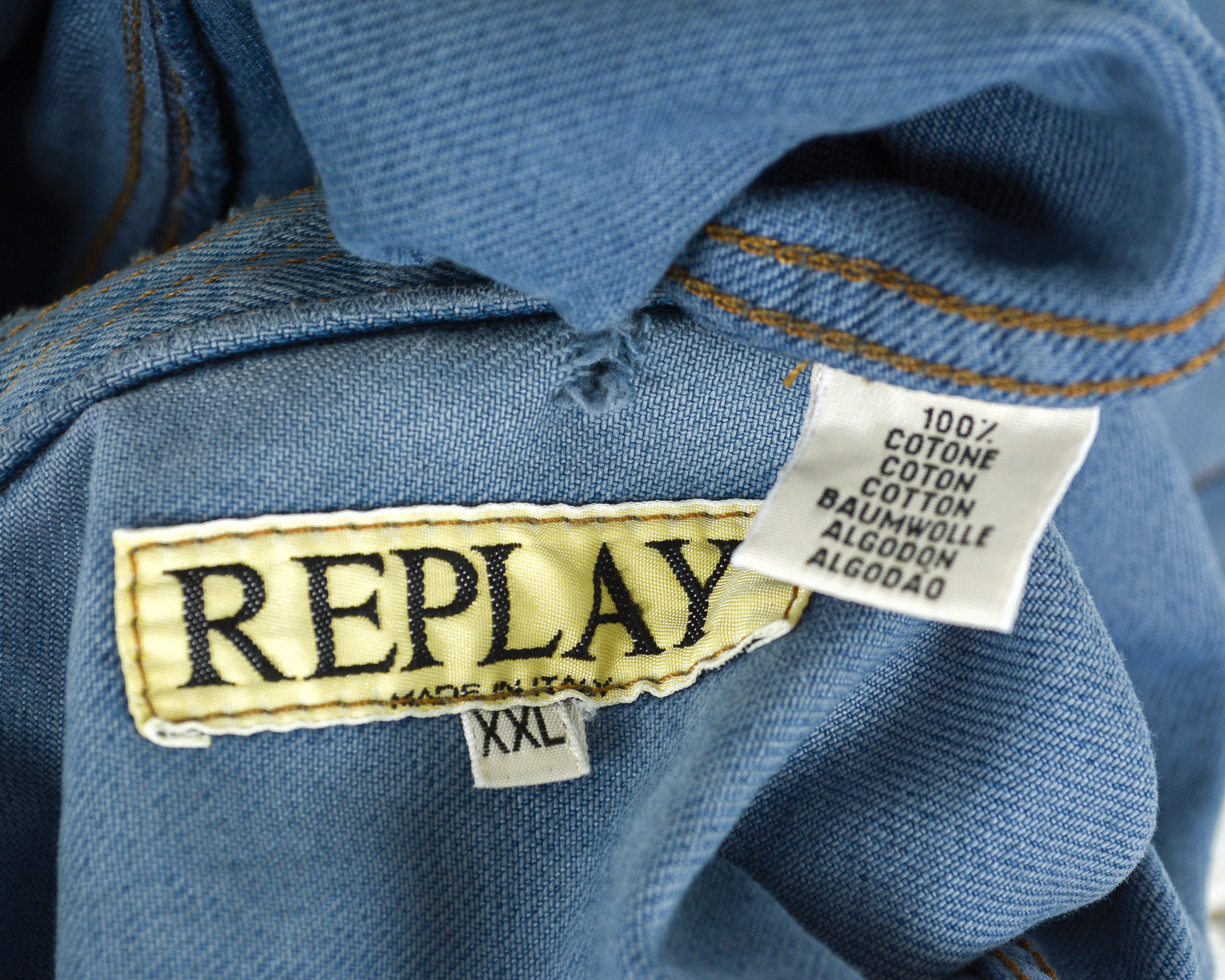 Replay Mens 2XL Denim Jacket Made in Italy Coat Trucker Jean Cowboy Size US XXL / EU 58 / 5 - 8 Thumbnail