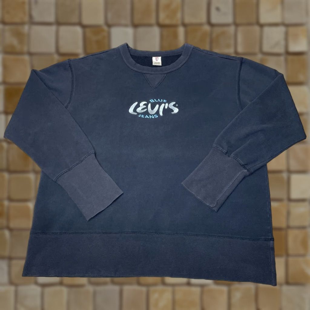 Levi's Levi's Women’s Blue Sweatshirt Large Activewear Pullover Embroidered Black Faded Size L / US 10 / IT 46 - 1 Thumbnail