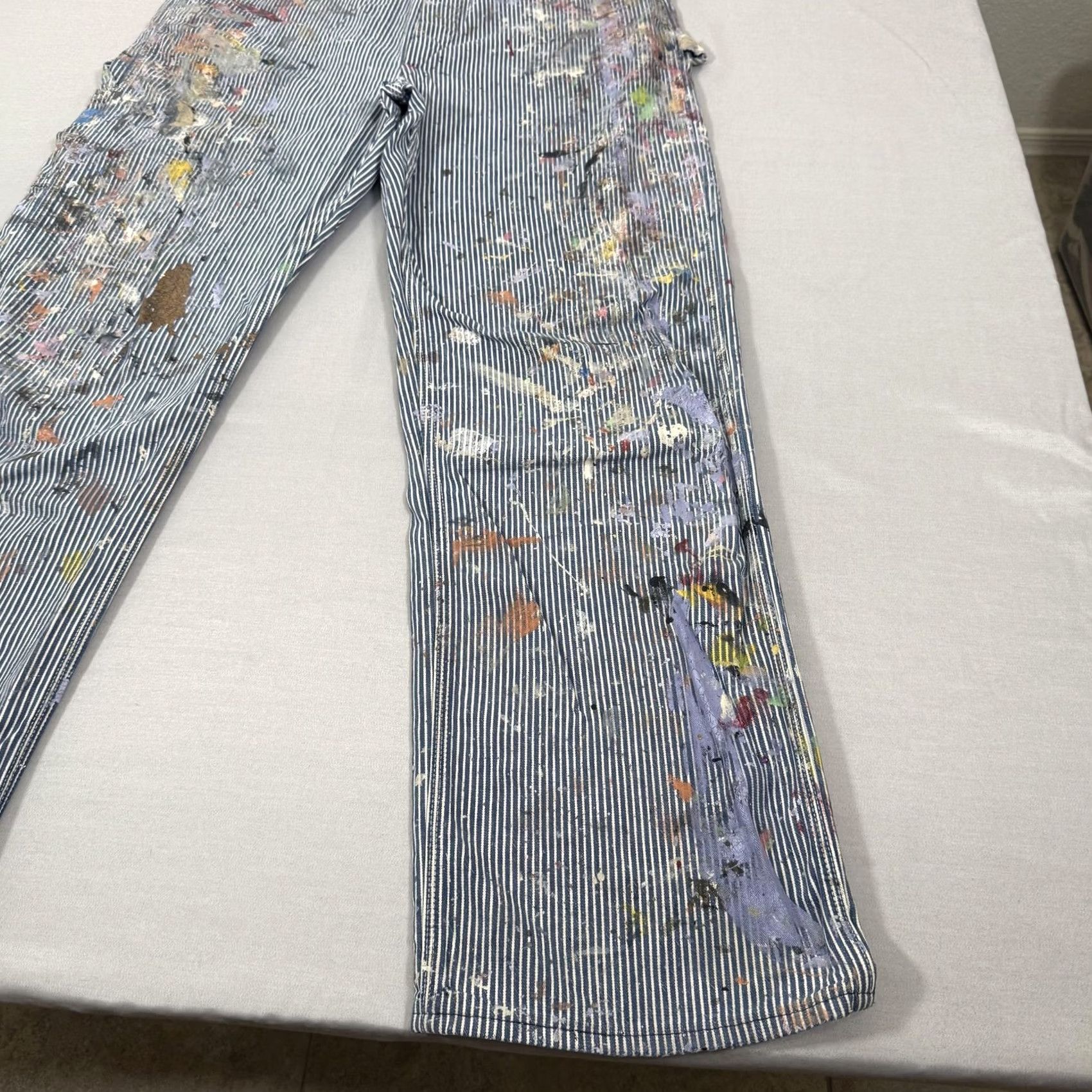 Vintage VINTAGE Big Mac Overalls Mens 34 Blue 34x32 Hickory Stripe Paint Painters 70s USA Size US 34 / EU 50 - 7 Thumbnail