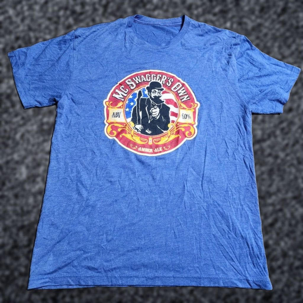 Vintage Funny Beer Vitamin Graphic Print T-Shirt Men's Large Blue Double-Sided Size US L / EU 52-54 / 3 - 1 Thumbnail