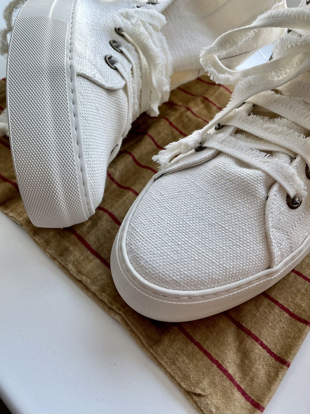 Uma Wang Uma Wang White Canvas Tennis Shoe Hi Top Sneakers Size 43 Size US 9.5 / EU 42-43 - 6 Thumbnail