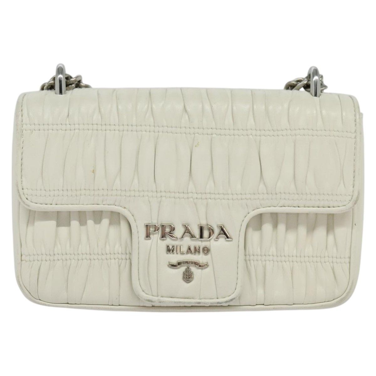 Prada Nappa Gauffré White Leather Shoulder Bag (Pre-Owned) Size ONE SIZE - 1 Thumbnail