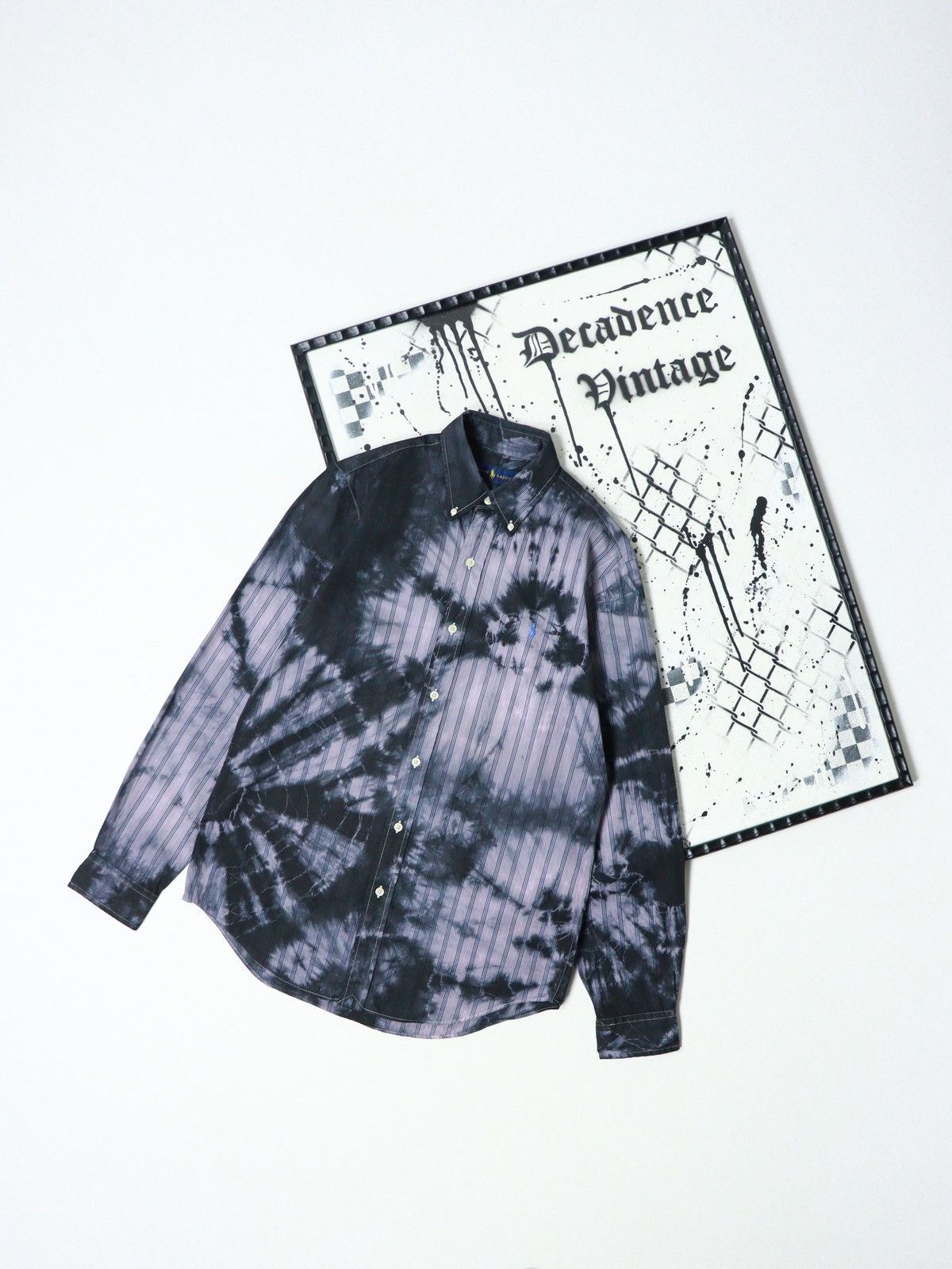 Rare Custom Vintage Polo Ralph Lauren Tie-Dyed Striped Shirt