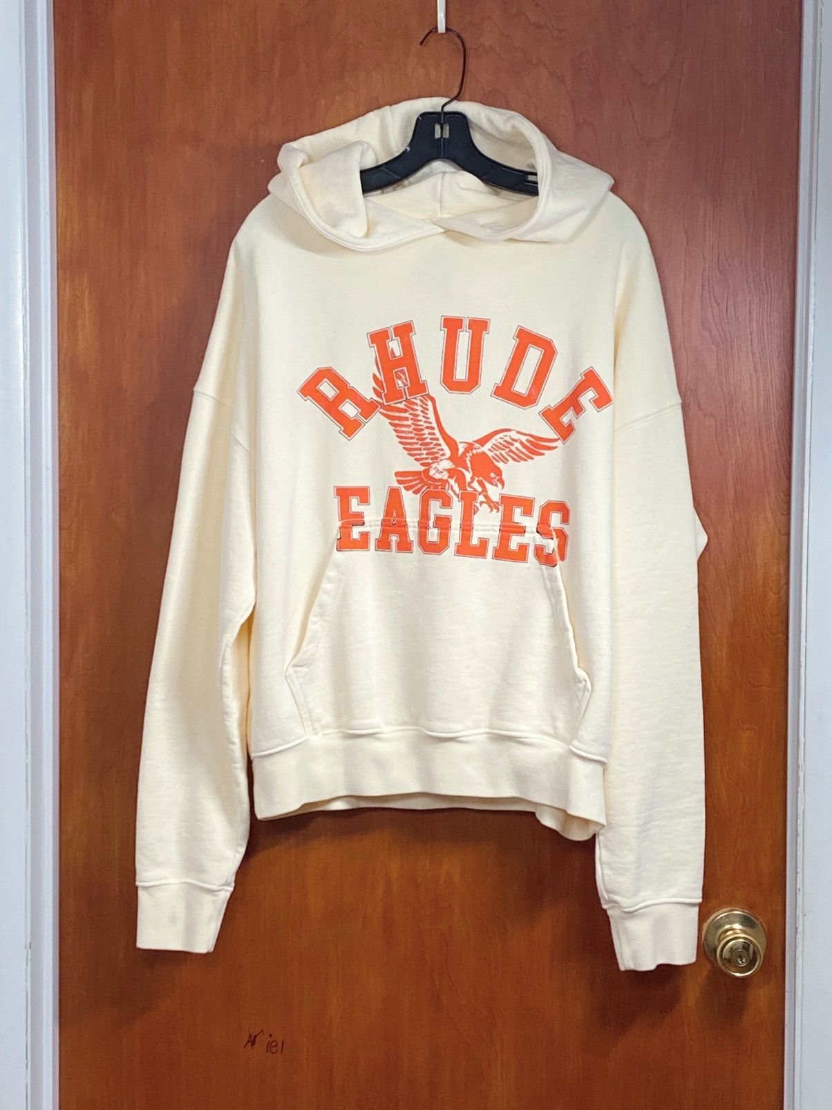Rhude Rhude Eagles Logo Cotton Hoodie Cream/Orange size M Size US M / EU 48-50 / 2 - 2 Thumbnail