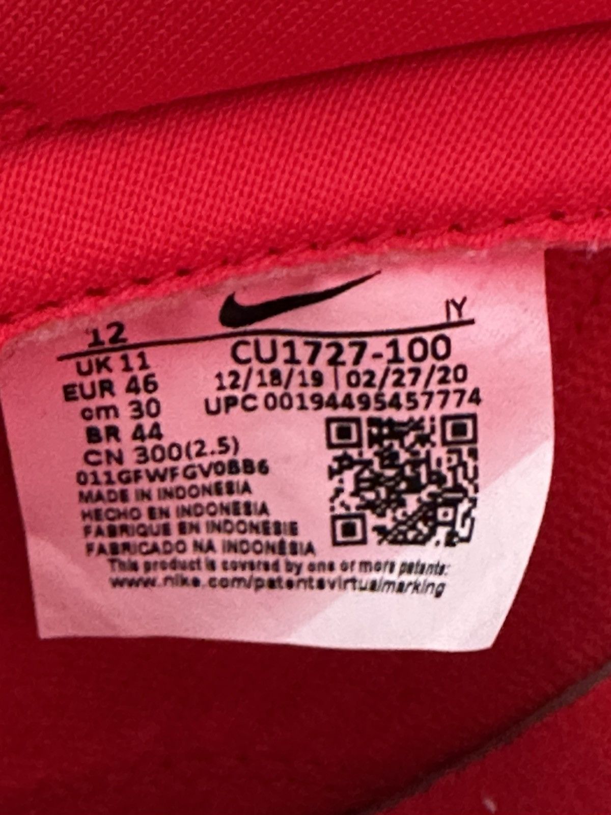 Nike Dunk Low White Red Size US 12 / EU 45 - 7 Thumbnail