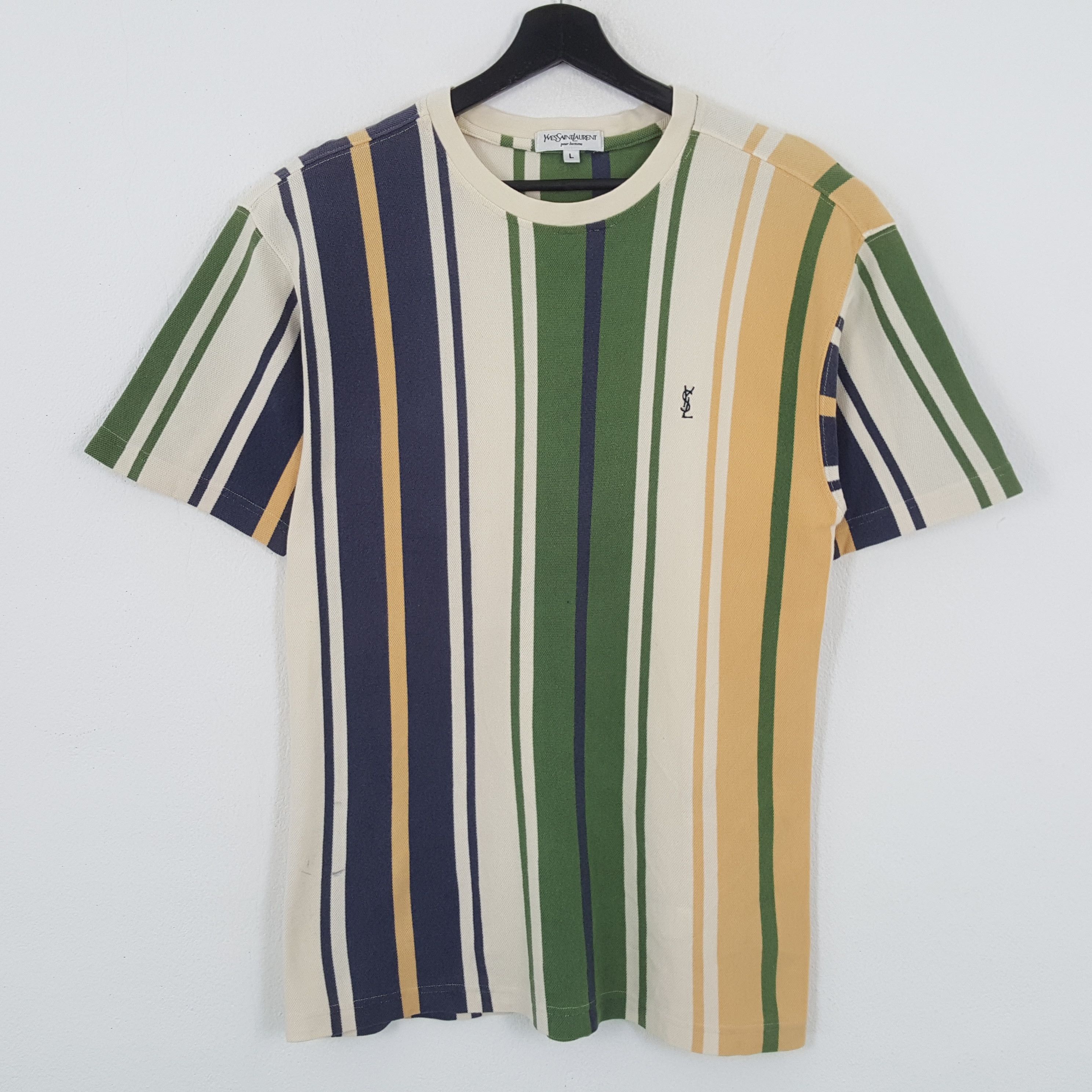 YVES SAINT LAURENT Fashion Style Stripes Design Tshirt
