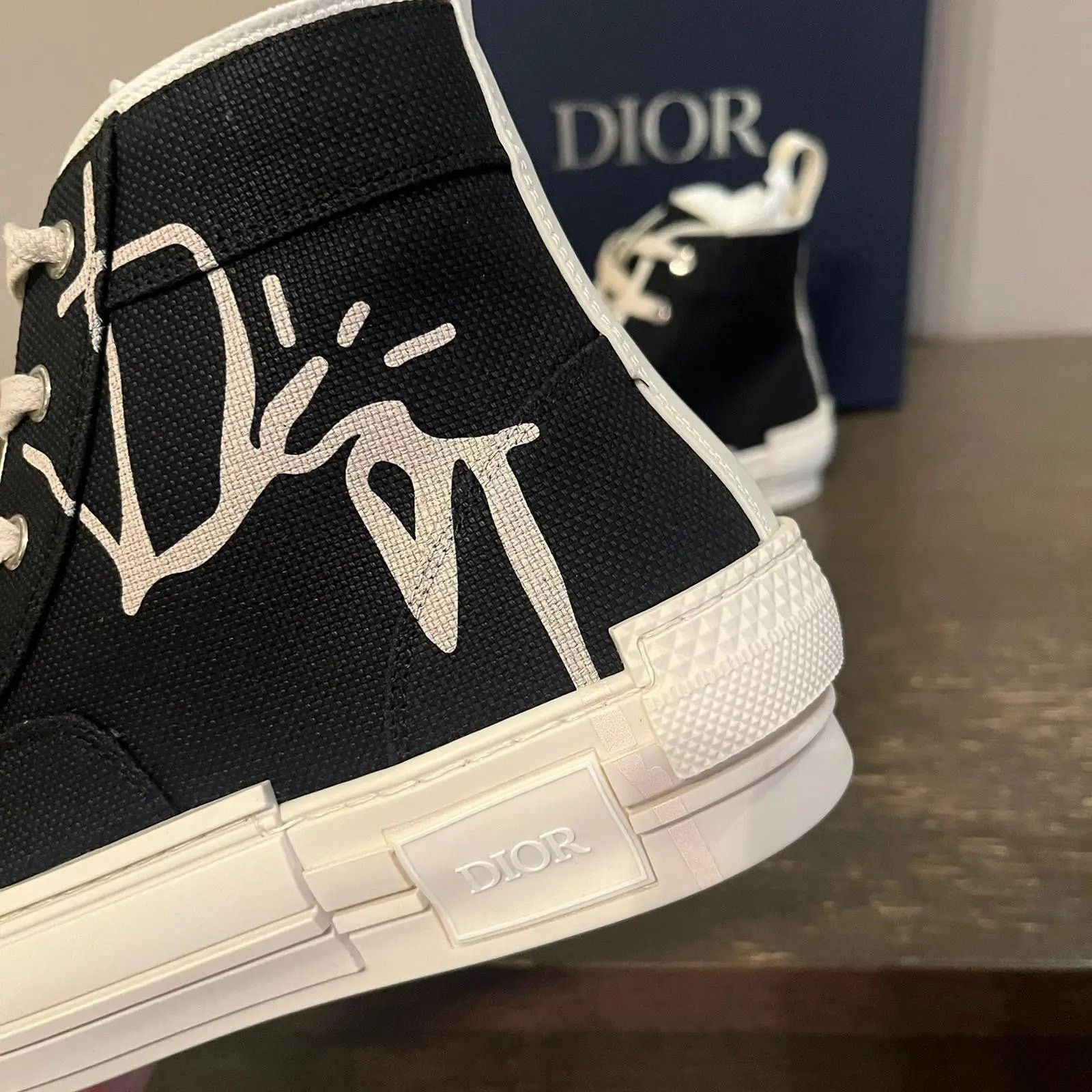 Dior × Travis Scott Cactus Jack B23 High Top Logo Sneakers in Black Size US 6 / EU 39 - 4 Thumbnail
