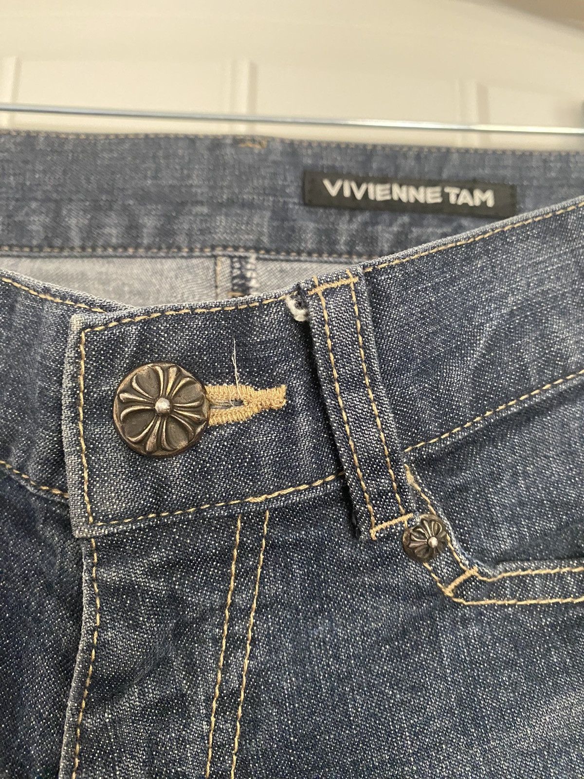 Chrome Hearts Chrome Hearts Vintage White Cross Patch Jeans Size US 27 - 5 Thumbnail