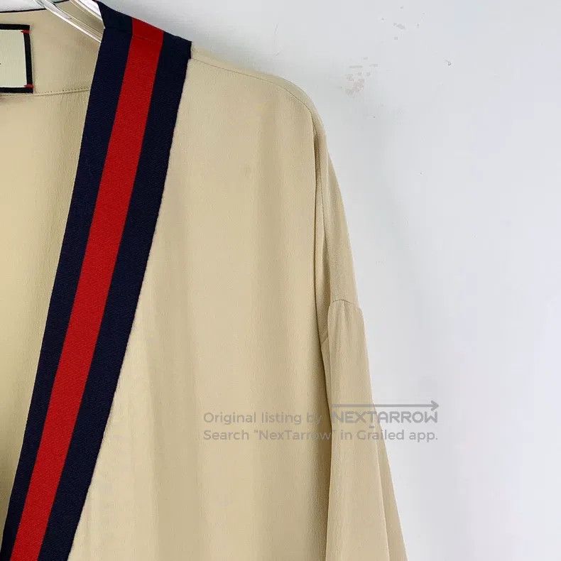 Gucci Gucci Beige striped mulberry silk V-neck single-breasted l Size XS / US 0-2 / IT 36-38 - 3 Thumbnail
