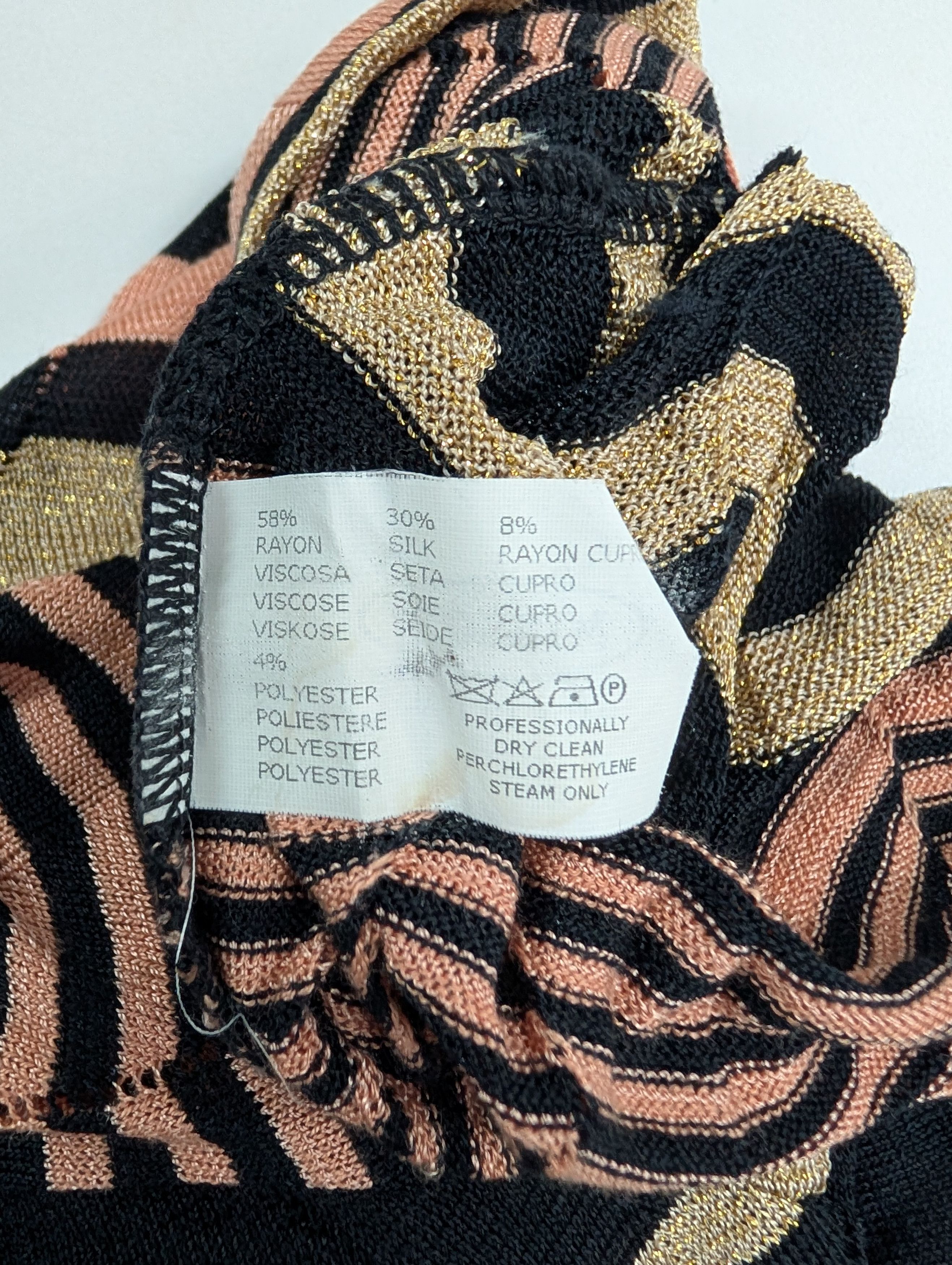 Missoni Black And Gold Long Sleeve Top With Neck Scarf Size S / US 4 / IT 40 - 6 Thumbnail