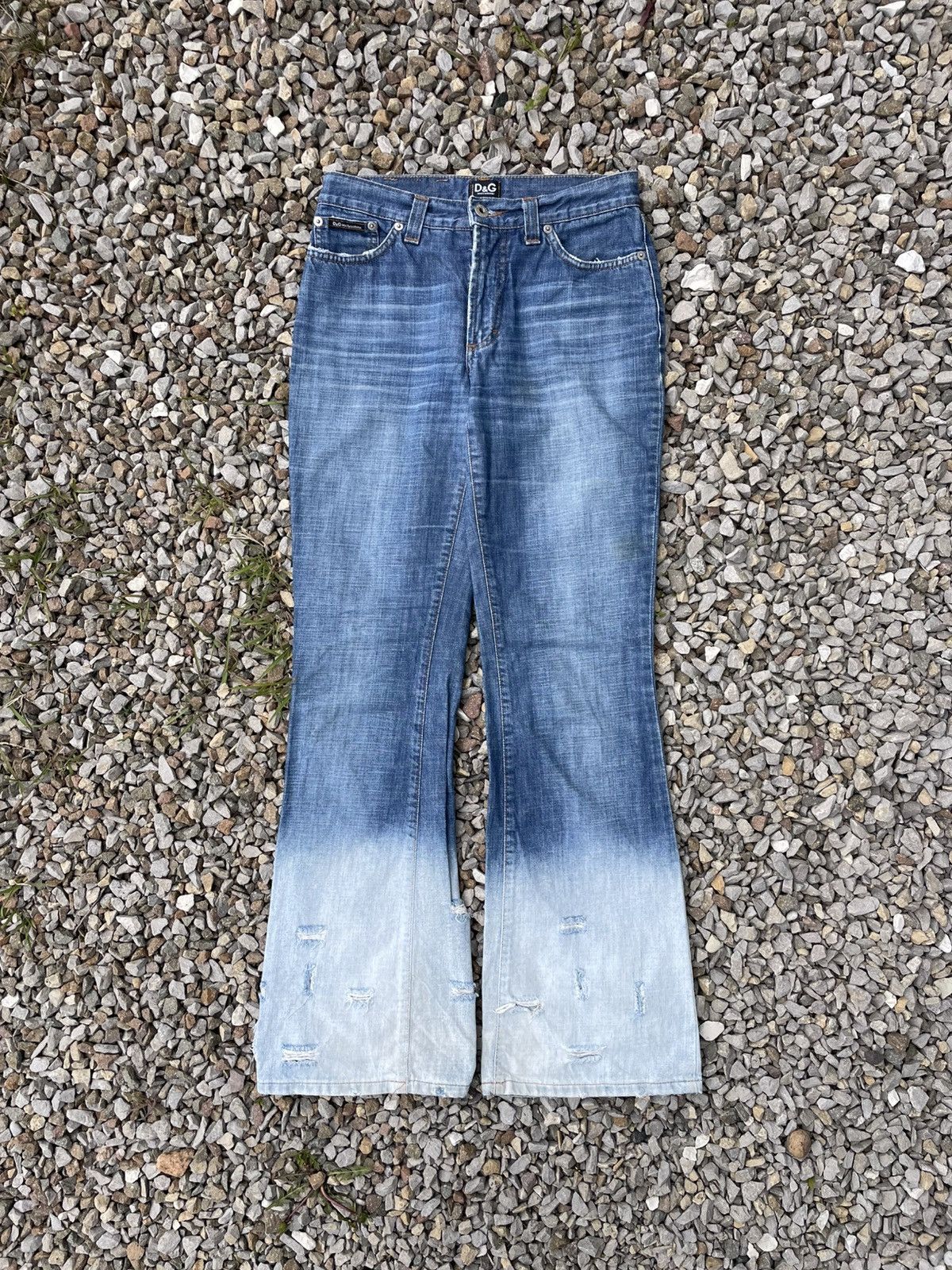 Dolce & Gabbana Vintage 00’s Dolce & Gabbana Flared Bootcut Distressed Jeans Size 27" / US 4 / IT 40 - 1 Thumbnail