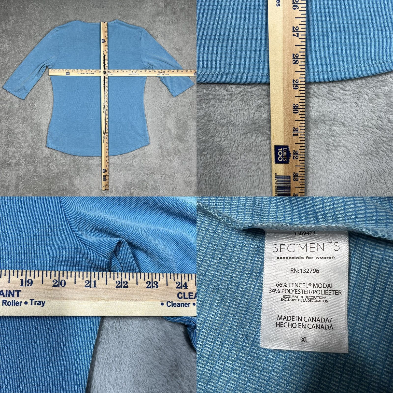 Vintage VINTAGE Seg'ments V-Neck 3/4 Sleeve Shirt XL Women Blue Light Stretch Top EUC Size XL / US 12-14 / IT 48-50 - 8 Thumbnail