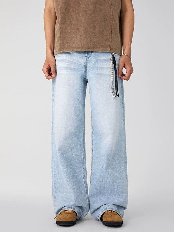 Jean Men's Retro Blue Straight Clean Fit Whiskered Jeans Size US 32 / EU 48 - 1 Thumbnail
