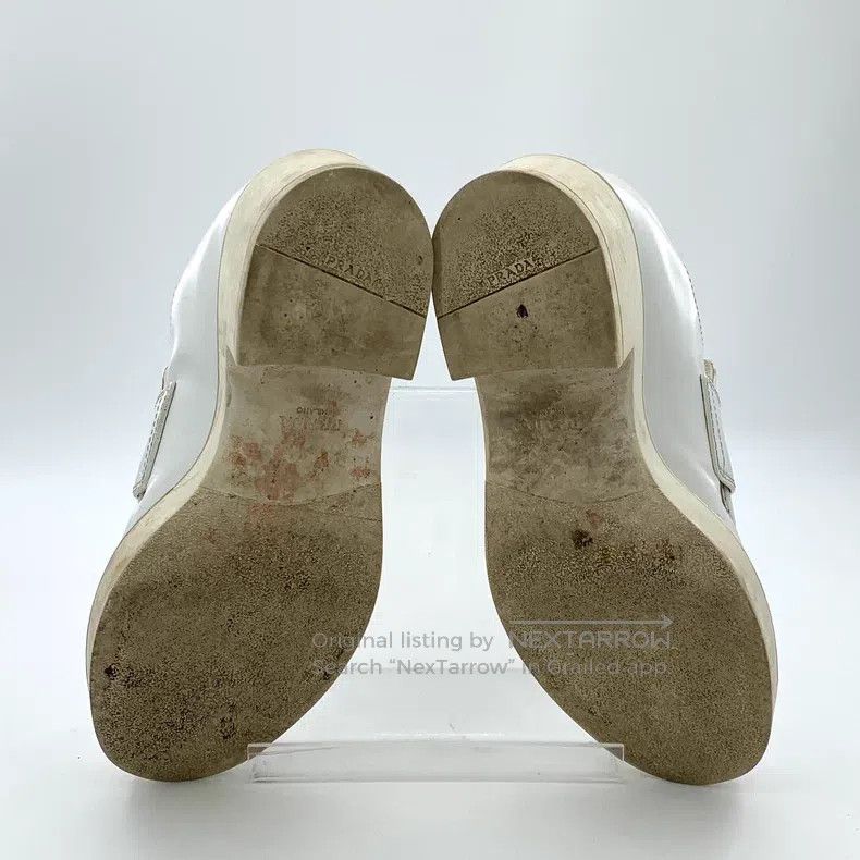 Prada Prada White triangle label casual flat loafers single shoe Size US 5.5 / IT 35.5 - 5 Thumbnail
